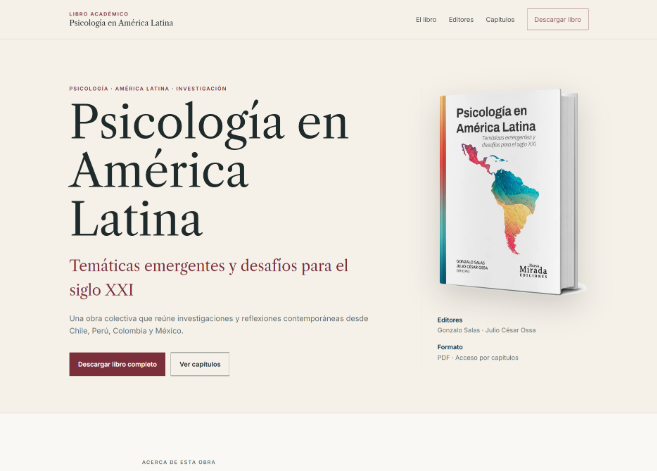 Vista principal del sitio del libro Psicología en América Latina